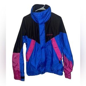 Vintage Moonstone Gore Tex Hooded Men's Nylon Blue Pink Ski Jacket Size Medium M